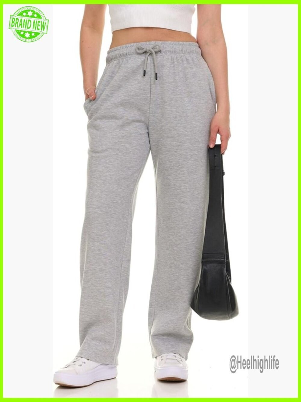 Fleece Lined Straight Leg Sweatpants with Pockets Drawstring Waist